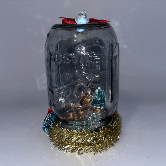 Vtg Ceramic Deer Bell Jar Diorama Decor It's like Christmas magic in here! OOAK - Picture 7 of 16